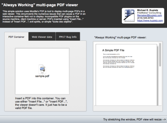 FileMaker Pro Web Viewer-based PDF Viewer screenshot